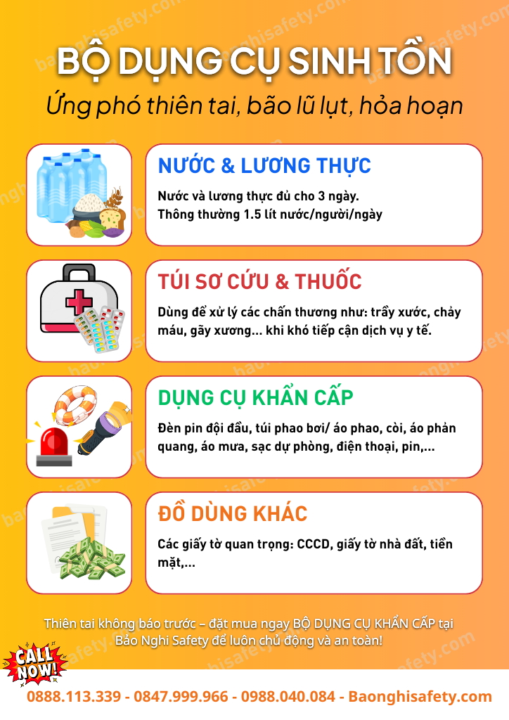 Bộ dụng cụ sinh tồn ứng phó bão lũ Bộ dụng cụ sinh tồn ứng phó bão lũ