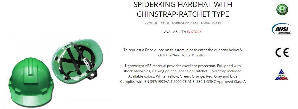 Nón bảo hộ Spiderking Chinstrap -Ratchet type