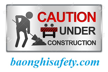 Biển báo công trình đang thi công hình chữ nhật