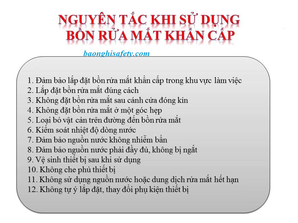 hướng dẫn sử dụng bồn rửa mặt khẩn cấp