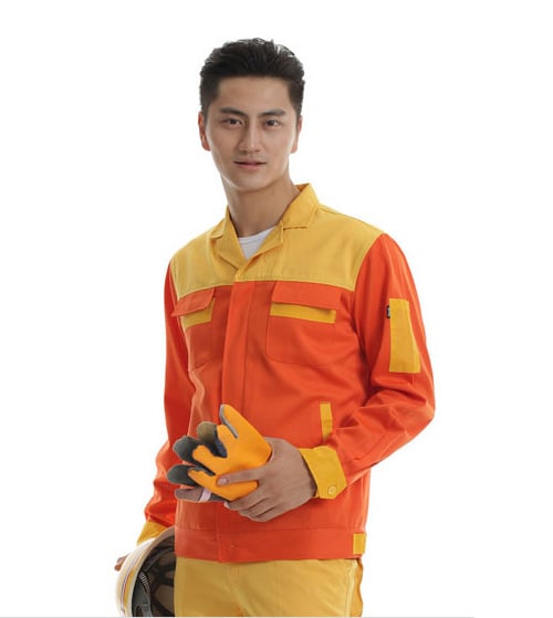 Quần áo bảo hộ kaki phối màu cam vàng