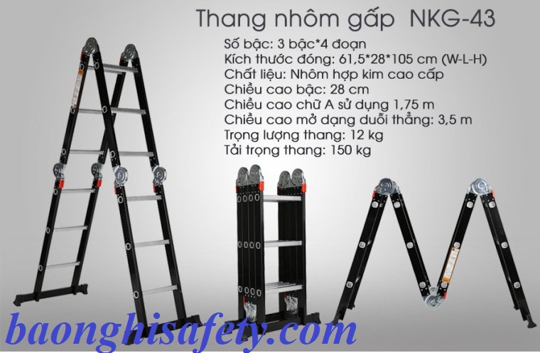 thang nhôm gấp đoạn nikawa nkg-43