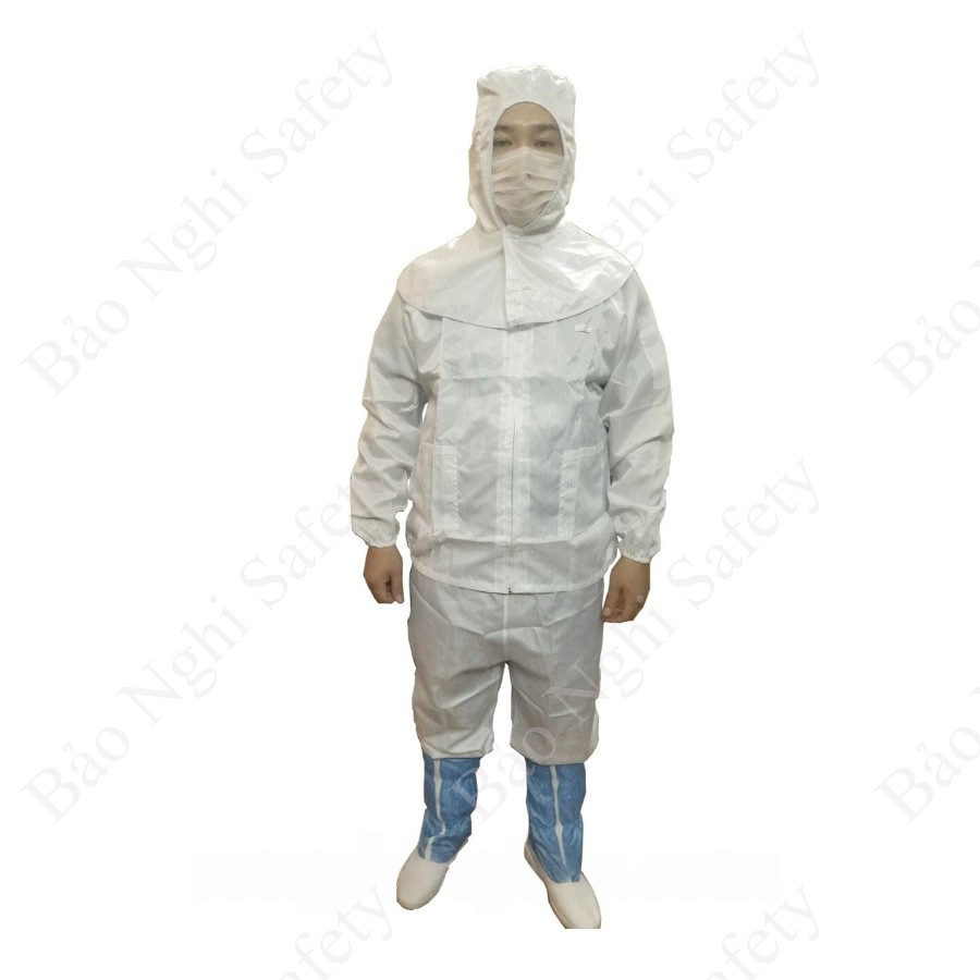 QUẦN ÁO PHÒNG SẠCH CHỖNG TĨNH ĐIỆN BỘ RỜI - CÓ MŨ