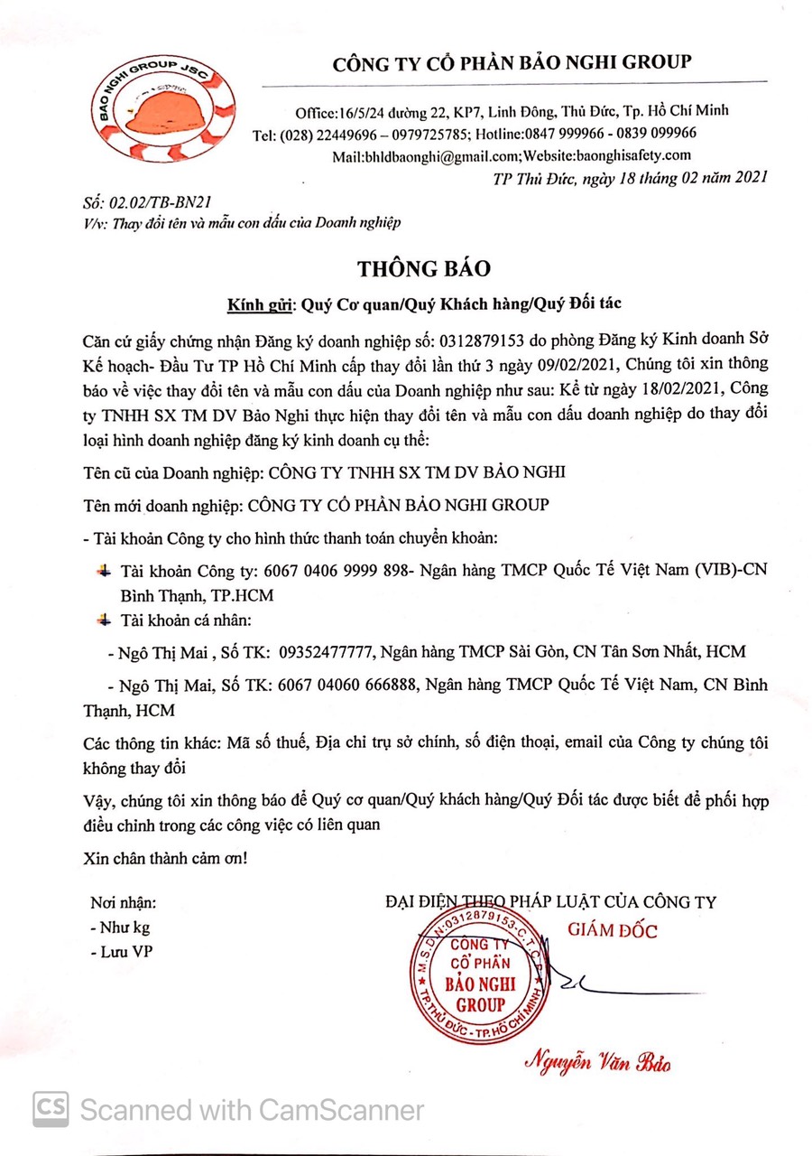 THÔNG BÁO ĐỔI TÊN DOANH NGHIỆP