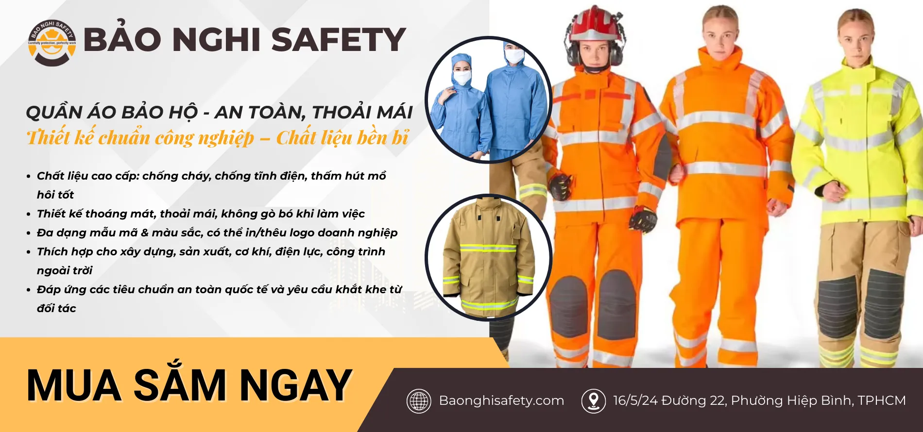 Bảo Nghi Safety chuyên cung cấp quần áo bảo hộ lao động 