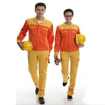 Quần áo bảo hộ KaKi phối màu cam vàng (hàng đặt may)