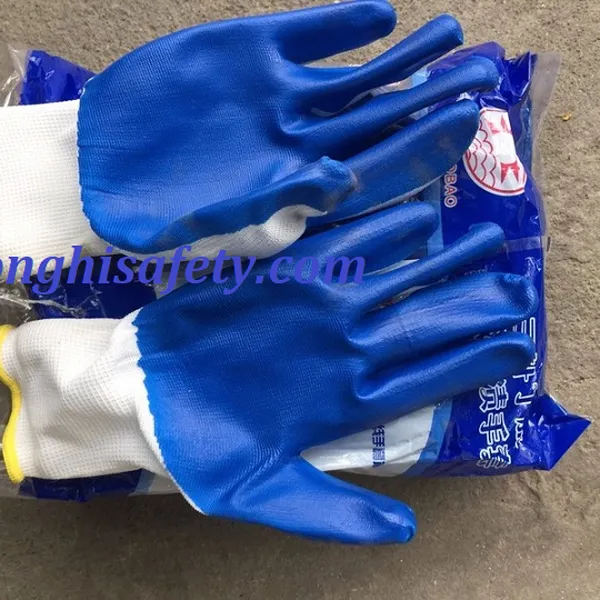 Găng tay phủ sơn xanh chống tĩnh điện