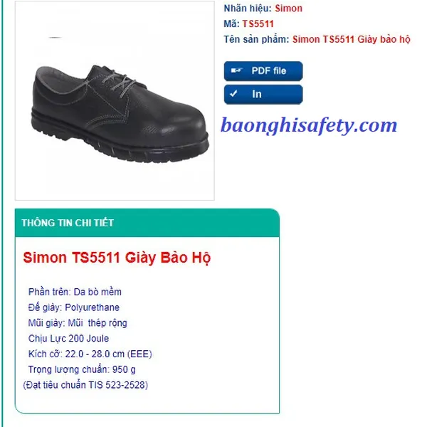 Giày bảo hộ lao động Simon TS5511