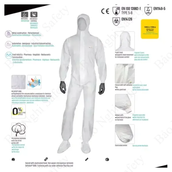 QUẦN ÁO CHỐNG HÓA CHẤT, PHUN SƠN, CHỐNG TĨNH ĐIỆN DELTAPLUS DT117 