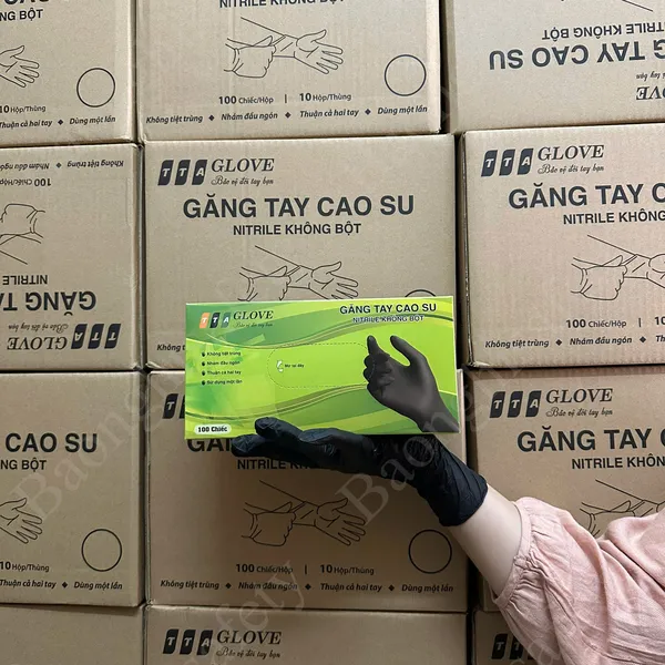 GĂNG TAY CAO SU NITRILE KHÔNG BỘT MÀU ĐEN – TTAGLOVE