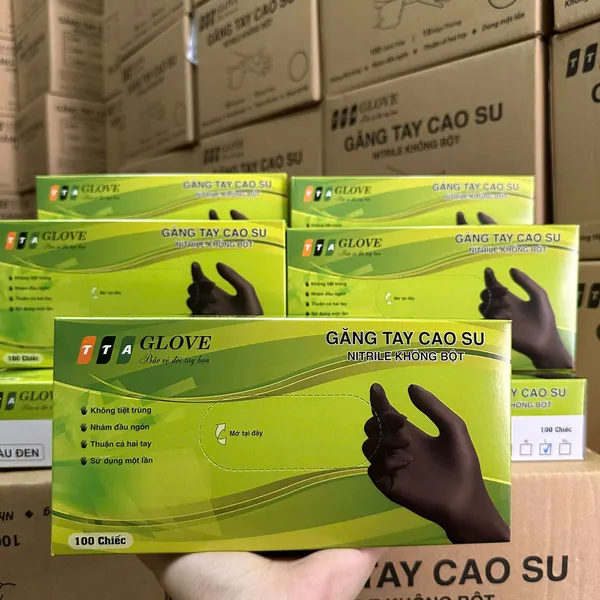 GĂNG TAY CAO SU NITRILE KHÔNG BỘT MÀU ĐEN – TTAGLOVE