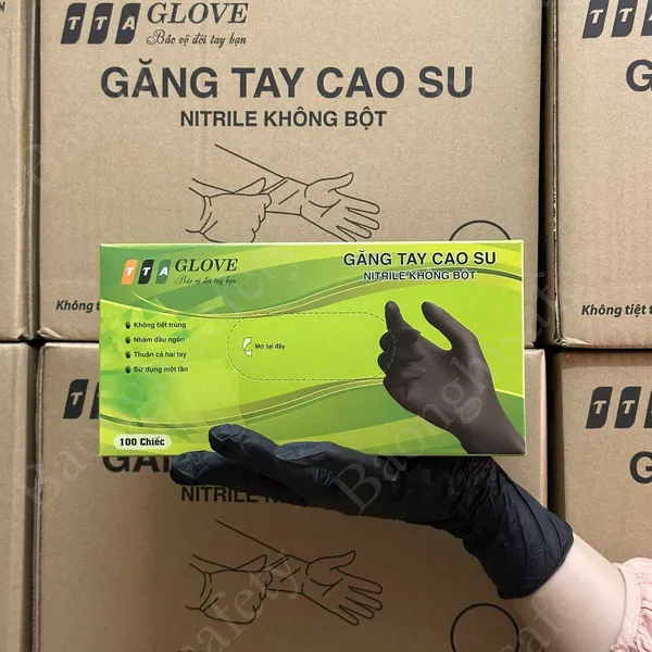 GĂNG TAY CAO SU NITRILE KHÔNG BỘT MÀU ĐEN – TTAGLOVE