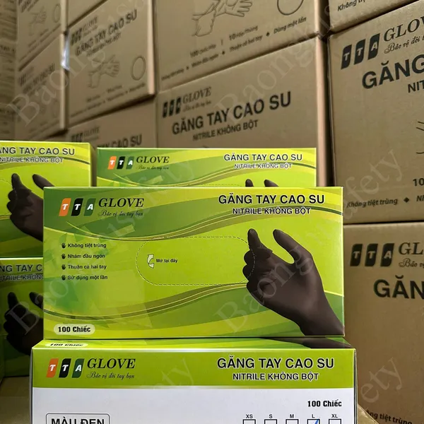 GĂNG TAY CAO SU NITRILE KHÔNG BỘT MÀU ĐEN – TTAGLOVE