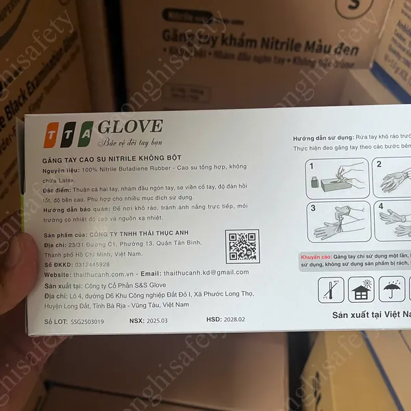 GĂNG TAY CAO SU NITRILE KHÔNG BỘT MÀU ĐEN – TTAGLOVE