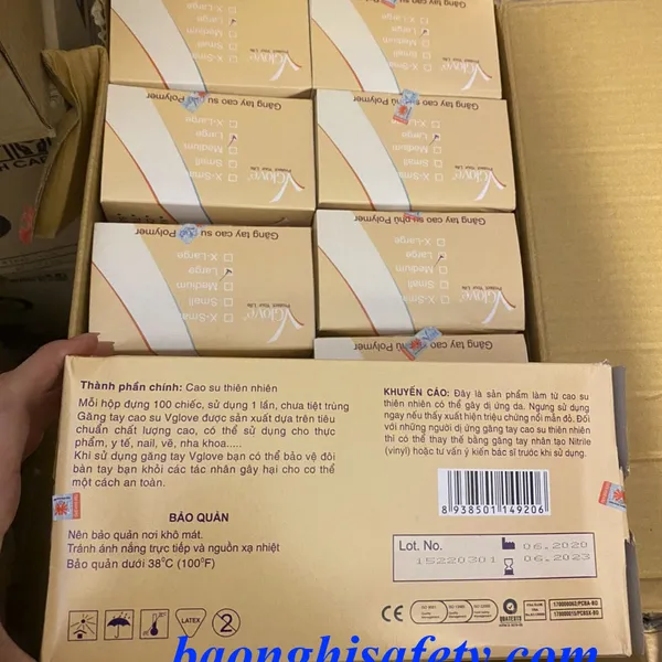 GĂNG TAY LATEX KHÔNG BỘT 5.4G VGLOVE