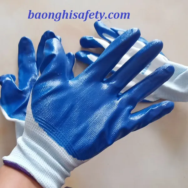 Găng tay phủ sơn xanh chống tĩnh điện