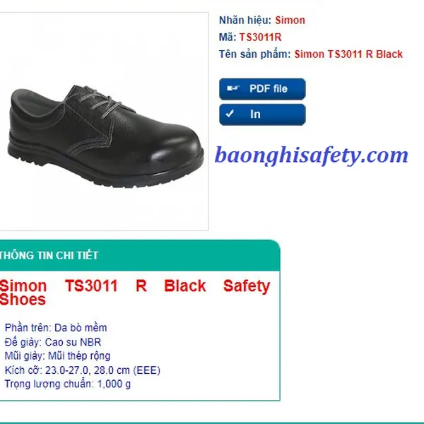 Giày bảo hộ Simon TS3011R chống thấm nước chống đinh chống va đập