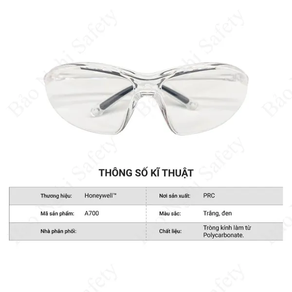 KÍNH BẢO HỘ HONEYWELL A700 MÀU TRẮNG