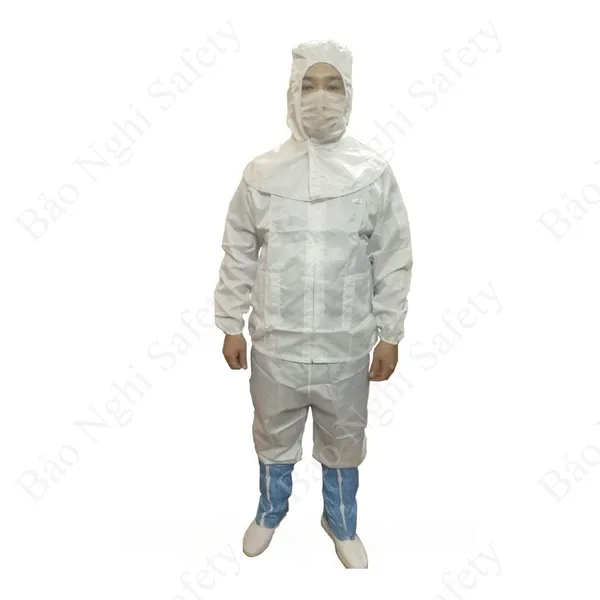 QUẦN ÁO PHÒNG SẠCH CHỐNG TĨNH ĐIỆN BỘ RỜI - CÓ MŨ