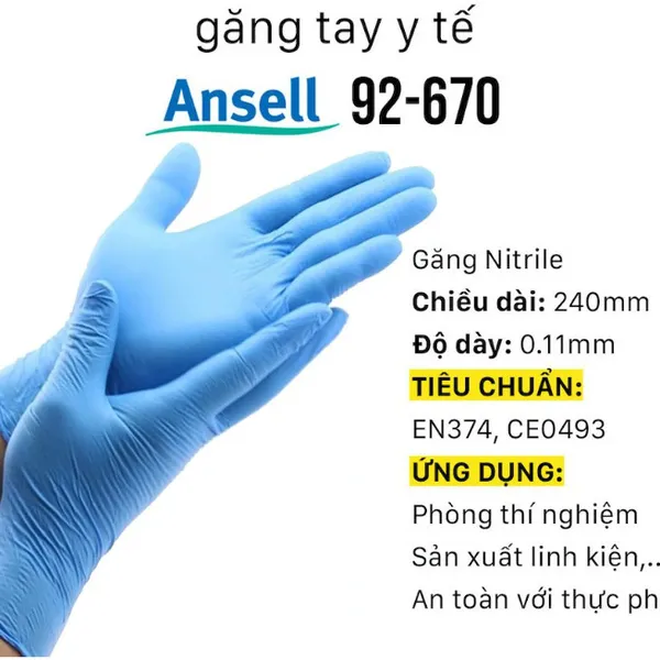 Găng tay chống hoá chất Ansell Nitrile 92 - 670
