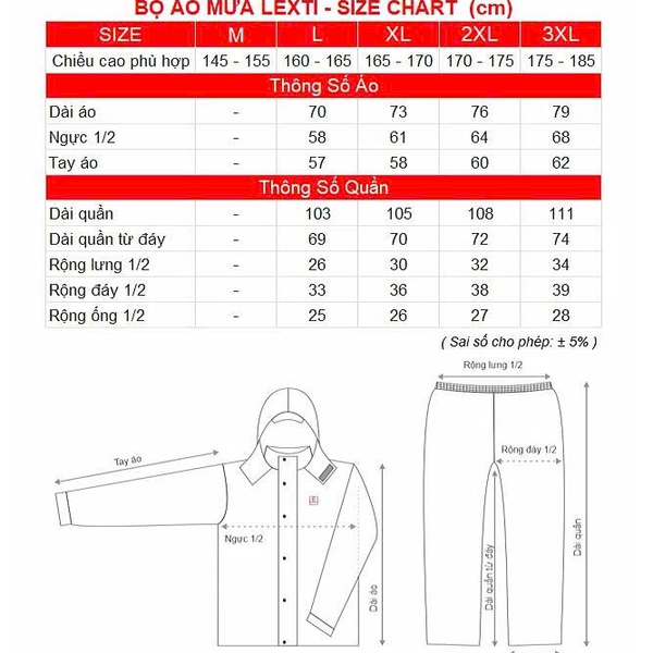 Áo mưa bộ LEXTI