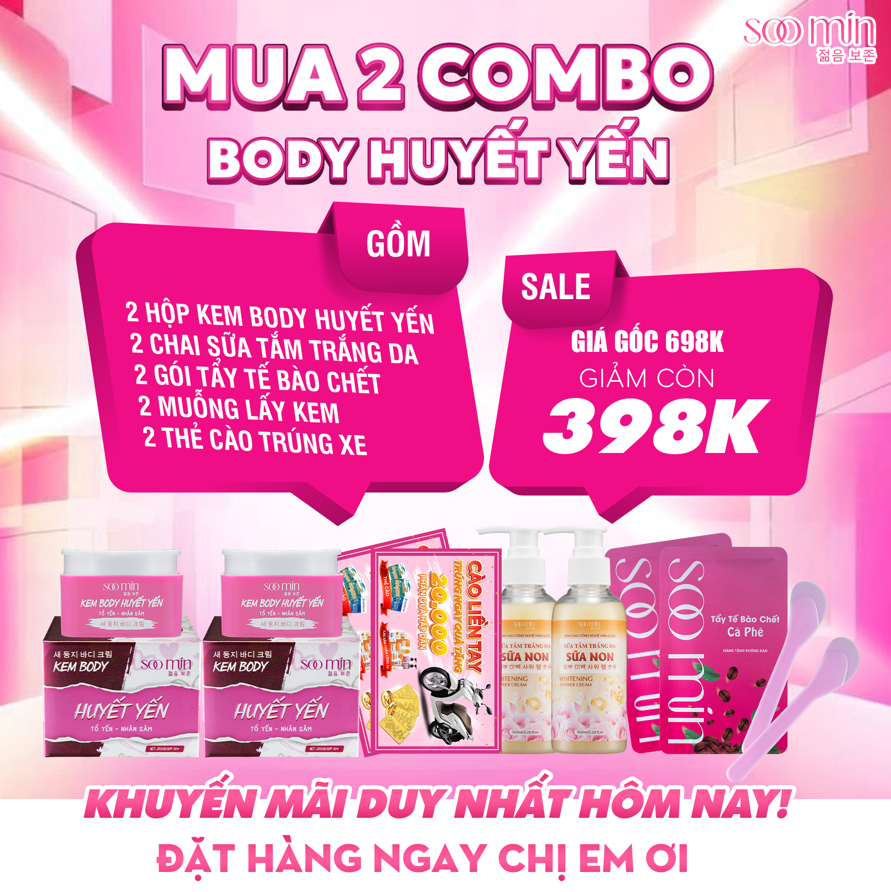 Combo kem dưỡng body huyết yến soo min Combo kem dưỡng body huyết yến soo min