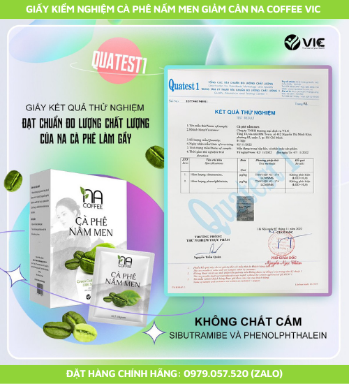 Giấy kiểm nghiệm cà phê nấm men giảm cân na coffee vic Giấy kiểm nghiệm cà phê nấm men giảm cân na coffee vic