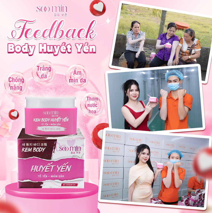 Phản hồi kem dưỡng body huyết yến soo min Phản hồi kem dưỡng body huyết yến soo min