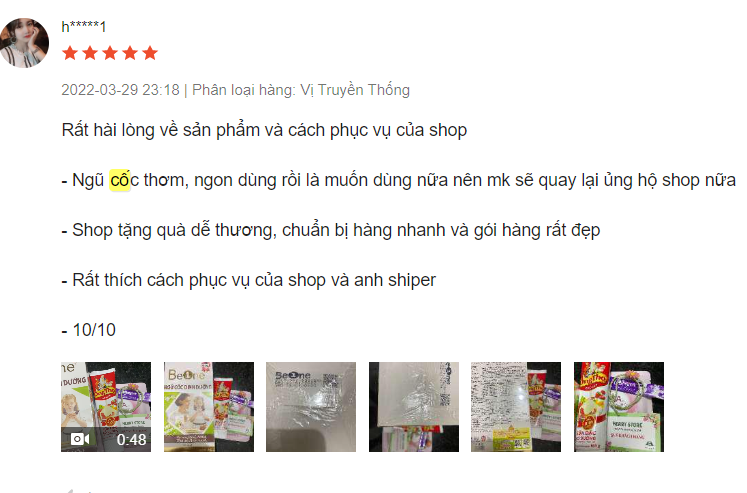 Phản hồi khách về beone bột ngũ cốc dinh dưỡng Phản hồi khách về beone bột ngũ cốc dinh dưỡng