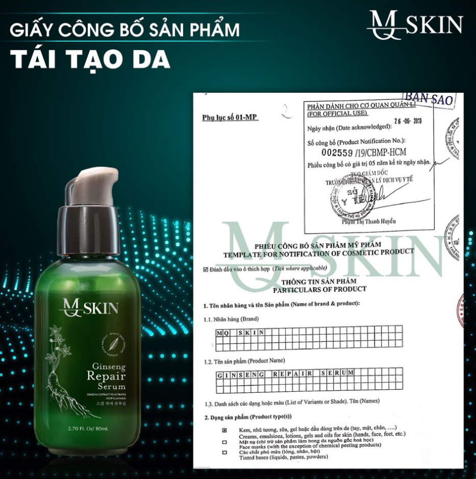 Serum tái tạo da nhân sâm mq skin