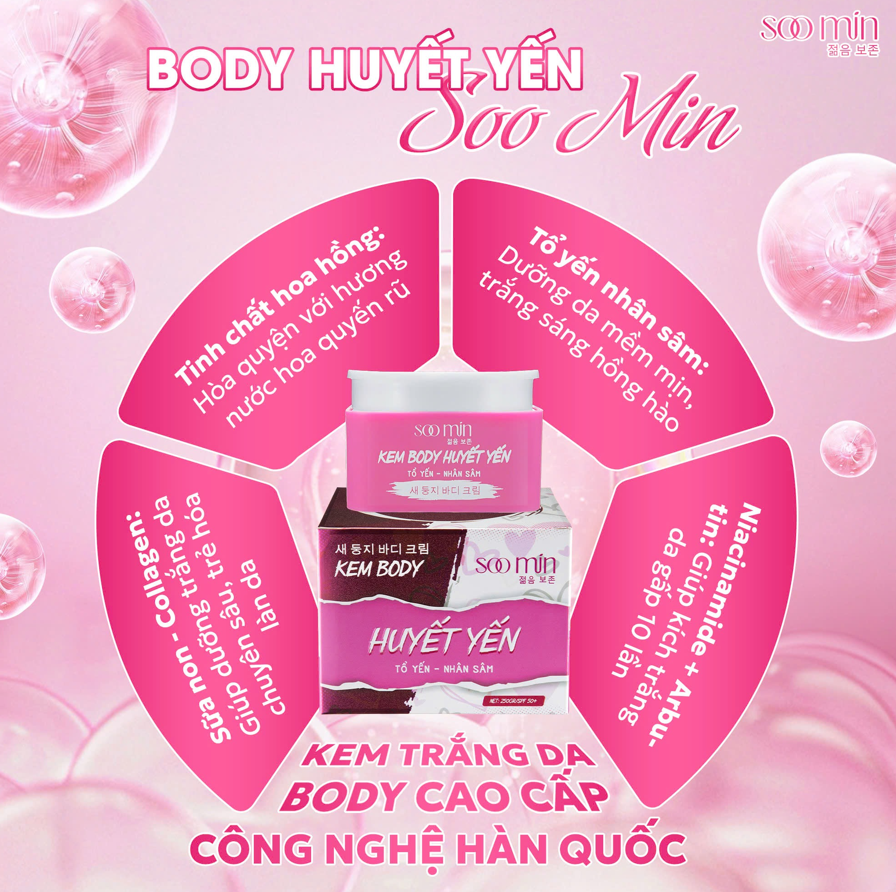 Thành phần kem dưỡng body huyết yến soo min Thành phần kem dưỡng body huyết yến soo min