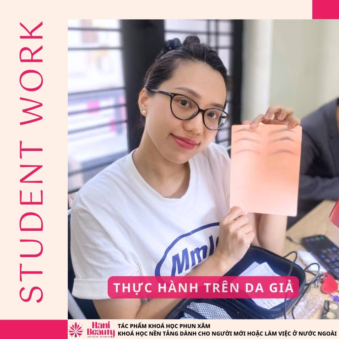 Khóa học phun xăm giá rẻ tại Hani Academy, giáo trình quốc tế, 70% thực hành, có chứng chỉ sau khóa.