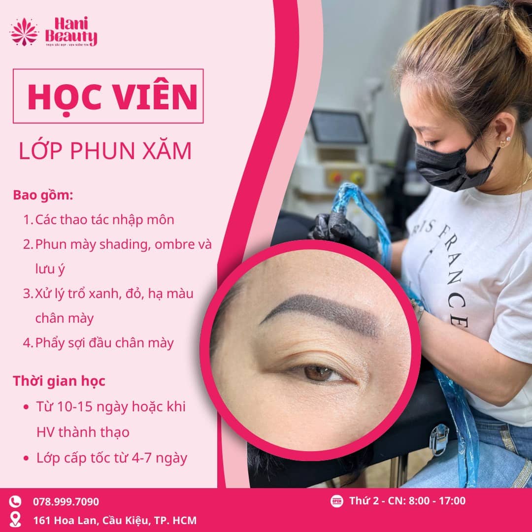 Học phun xăm chuyên nghiệp cho người mới tại Hani uy tín