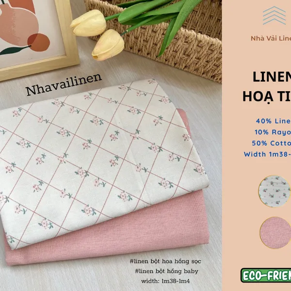 Linen hoạ tiết hoa hồng sọc