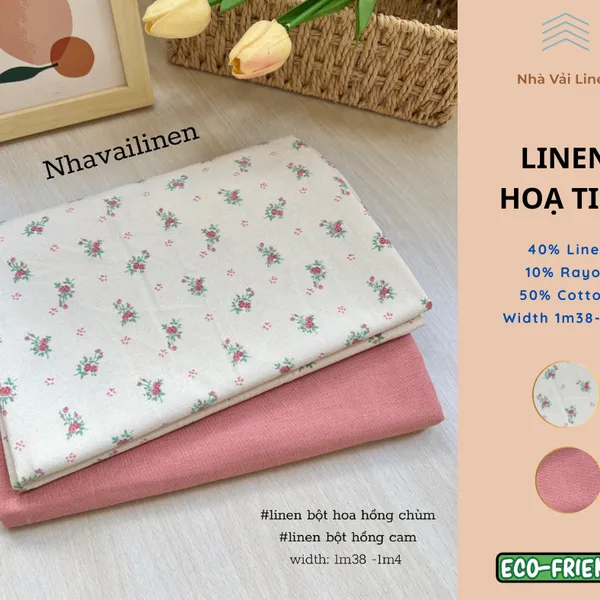 Linen hoạ tiết hoa hồng chùm