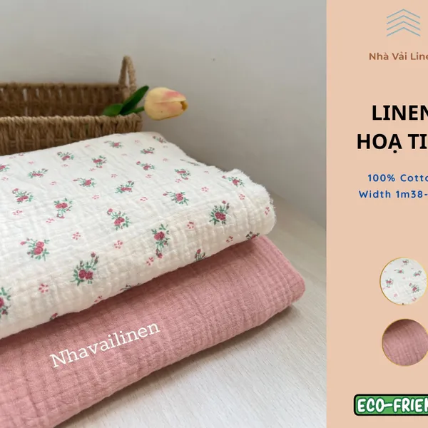 Muslin hoạ tiết hoa hồng chùm
