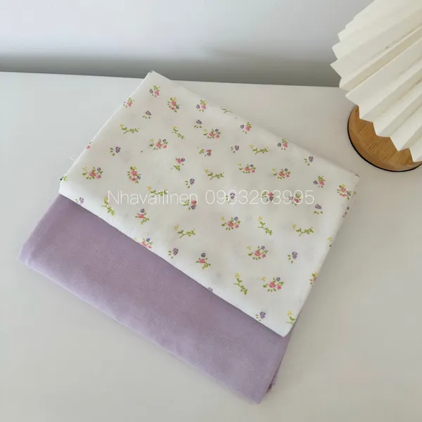 Vải linen bột hoa bi hai mau