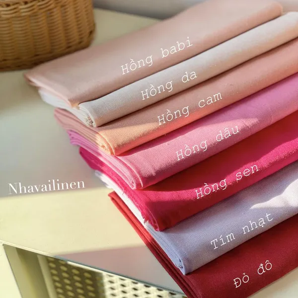 Vải Linen Bột Trơn Tone Hồng