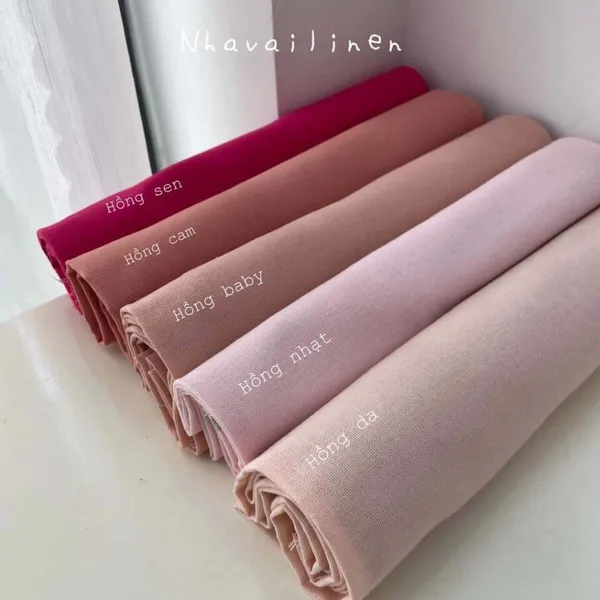 Vải Linen Bột Trơn Tone Hồng