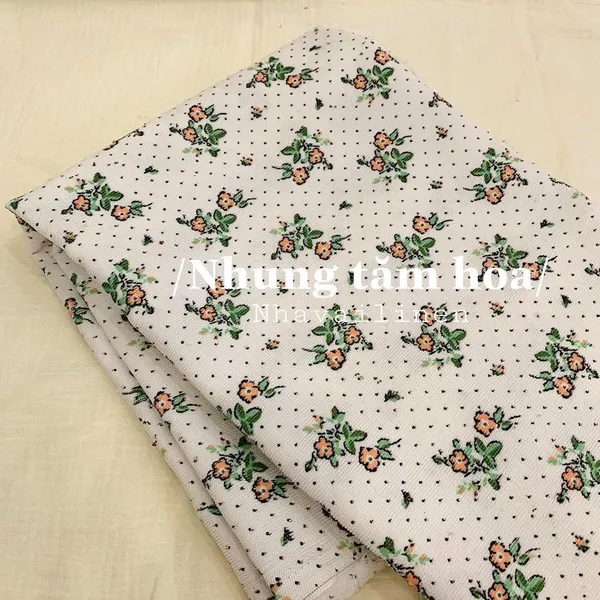 Vải nhung tăm hoa tiết
