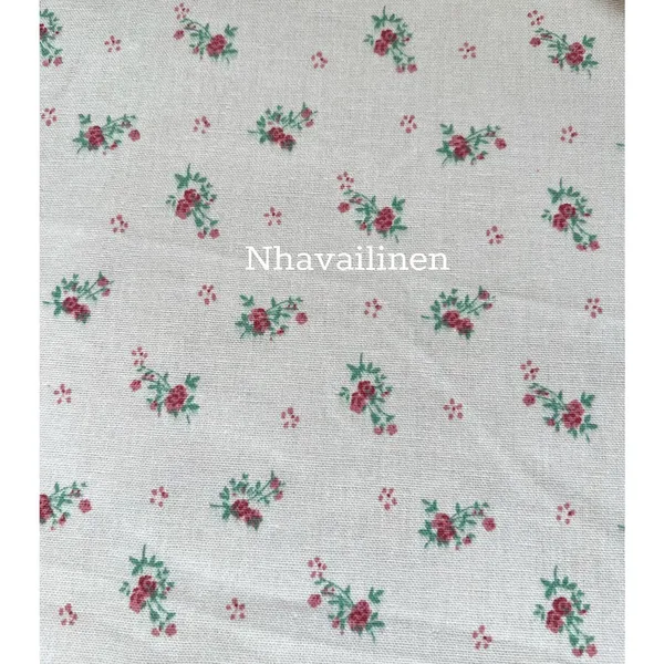 Linen hoạ tiết hoa hồng chùm