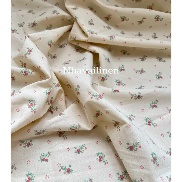 Linen hoạ tiết hoa hồng chùm