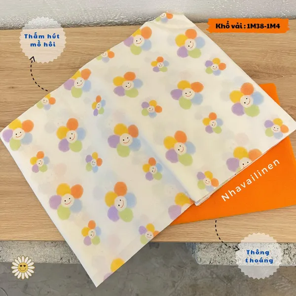 Vải Cotton Cao Cấp Hoạ Tiết Hoa Mặt Cười 5 Màu