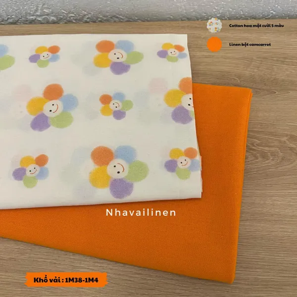 Vải Cotton Cao Cấp Hoạ Tiết Hoa Mặt Cười 5 Màu