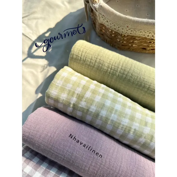 Vải xô muslin cao cấp 2 lớp hoạ tiết caro