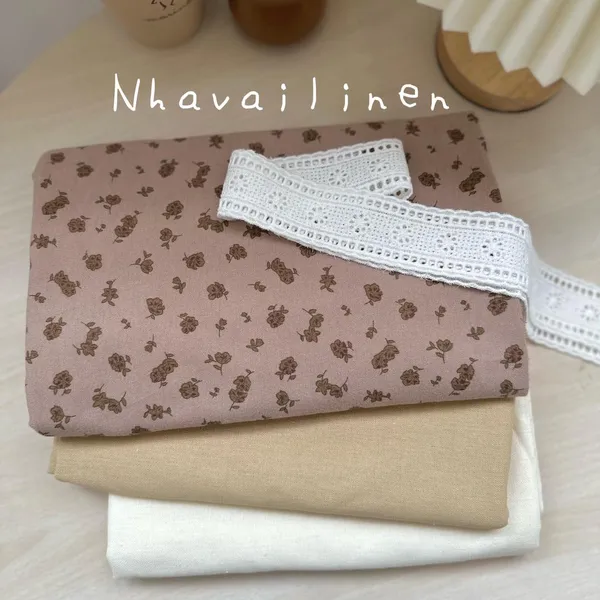 Vải thô cào bông hoạ tiết bông lả lơi