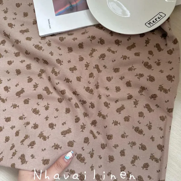 Vải thô cào bông hoạ tiết bông lả lơi