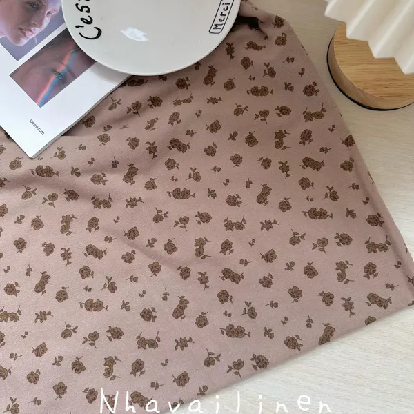 Vải thô cào bông hoạ tiết bông lả lơi