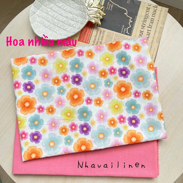 Vải Cotton Cao Cấp Hoạ Tiết Hoa Nhiều Màu
