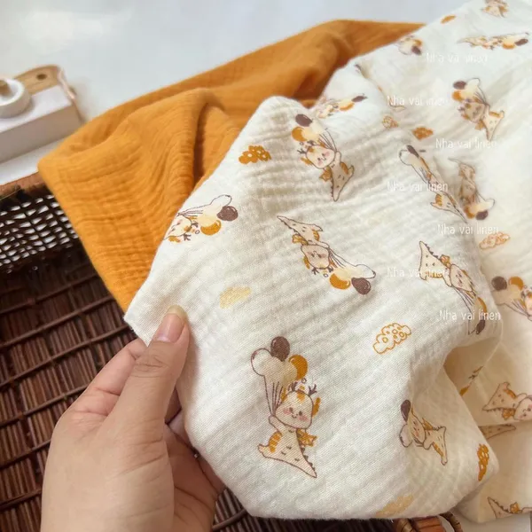 Vải xô muslin cao cấp 2 lớp hoạ tiết rồng ôm bóng